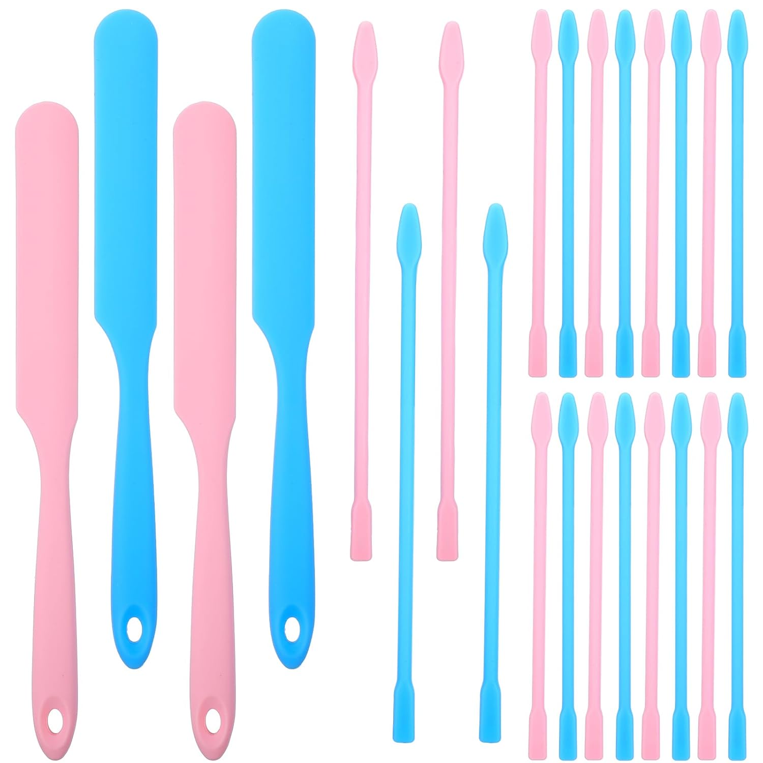 24 Pieces Non-stick Wax Spatulas Silicone Spatula Applicator Reusable Hair Removal Sticks Different Sizes Wax Scrapers Hard Sticks for Home Salon Body Use