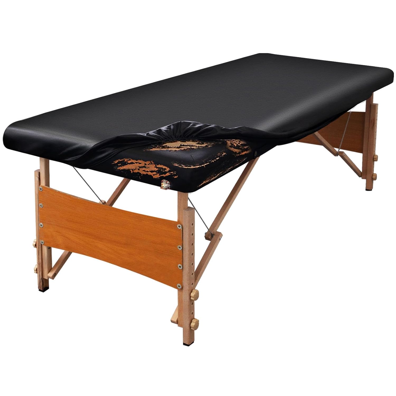 Leather Massage Table Cover Protector Wipeable Massage Table Cover Fitted Replacement Sheet Covers for Massage Bed/Spa Bed/Lash Beds, Fits 28-32" Wide (Black, 1Pcs)