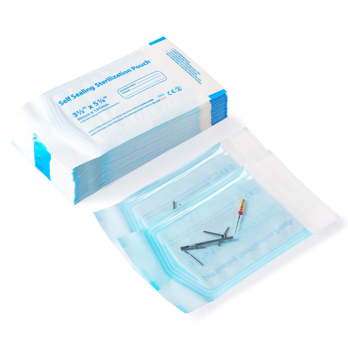 100 Pcs Self Sealing Sterilization Pouches, 7.6 x 2.8 Inches