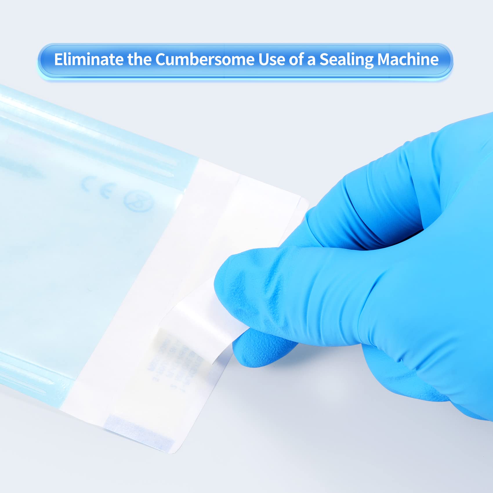 100 Pcs Self Sealing Sterilization Pouches, 7.6 x 2.8 Inches