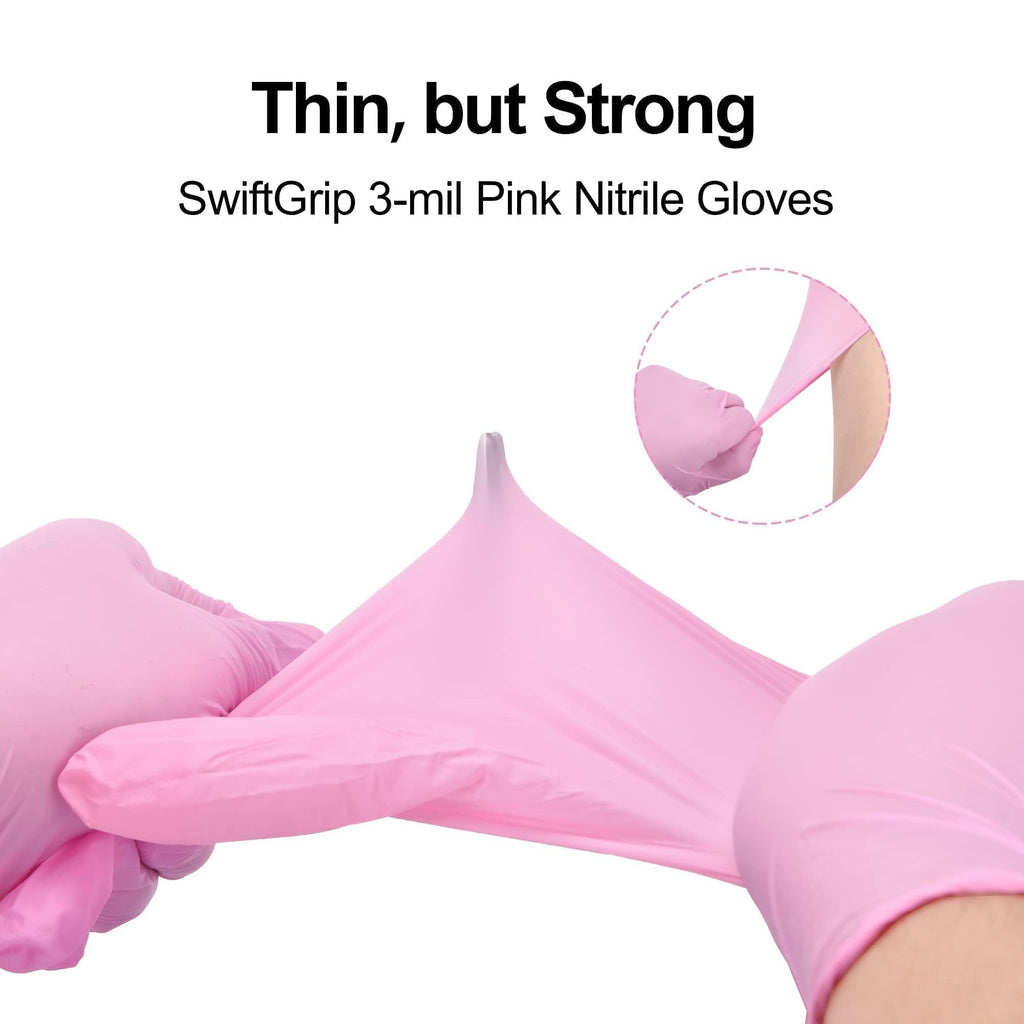 Pink Nitrile Gloves, Esthetician, Rubber Powder-Free, 100-ct Box (Small)