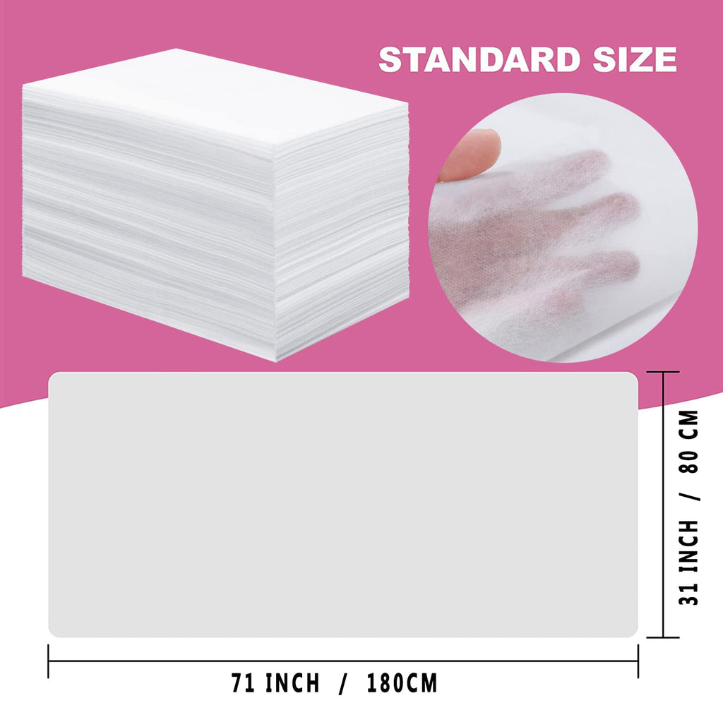 Disposable Bed Sheets 100 Pcs 31" x 71" Massage Table Sheets Non Woven Fabric SPA Bed Cover Breathable for Massage Beauty Tattoos(White)