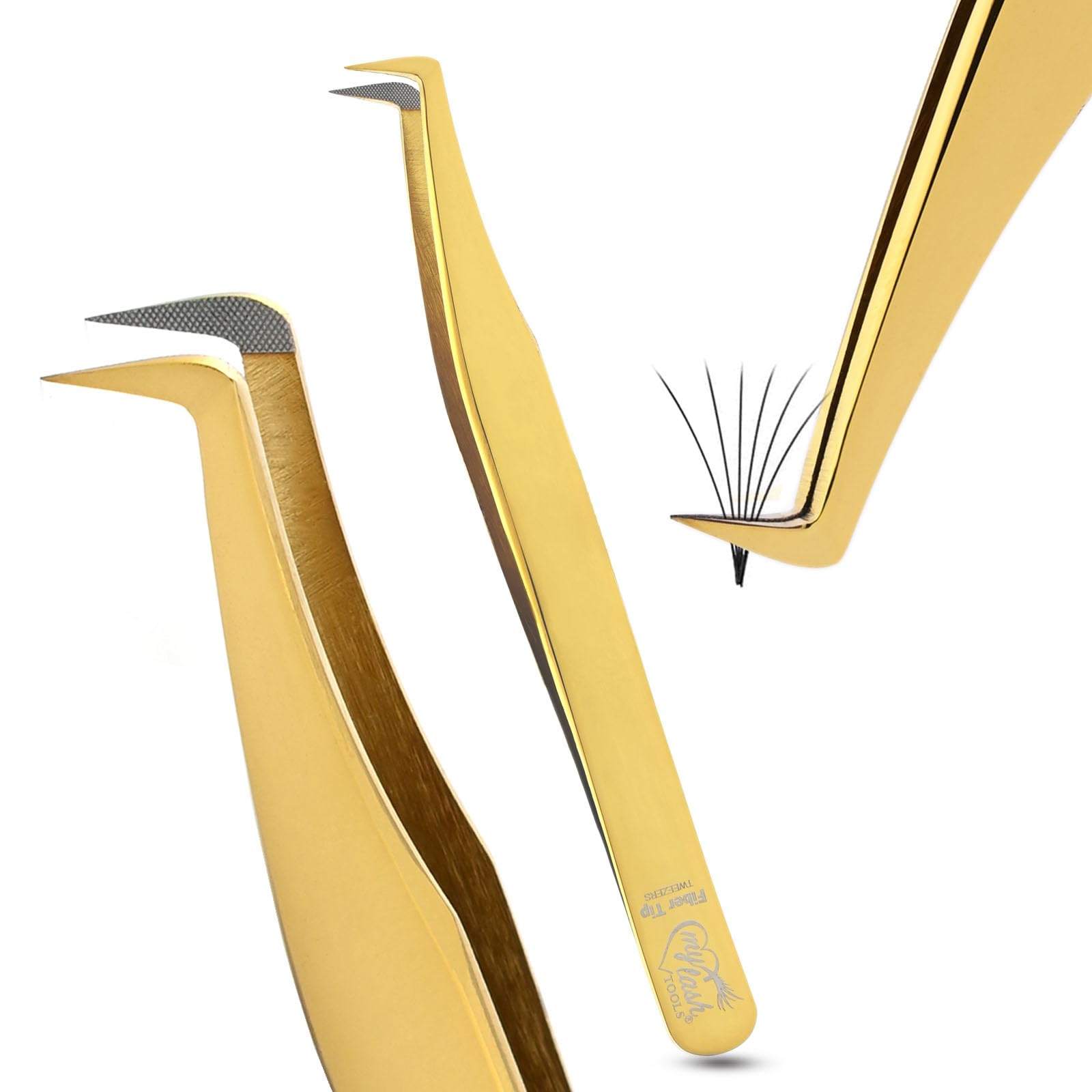 Fiber Tip Lash Tweezer Classic Curved Tip – Non Slip Diamond Grip, Precision Extension Tool for Volume, Cluster & Classic Styles, Stainless Steel Applicator for Eyelash Extensions (Rainbow)