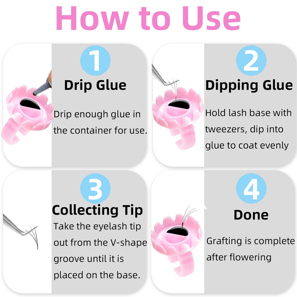 Disposable Glue Rings for Eyelash Extensions, 300 Pack