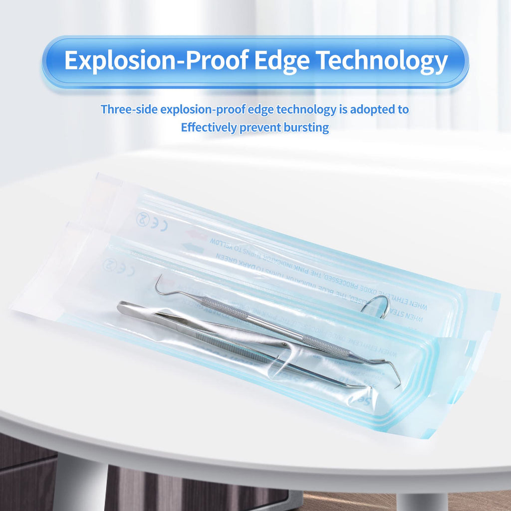 100 Pcs Self Sealing Sterilization Pouches, 7.6 x 2.8 Inches