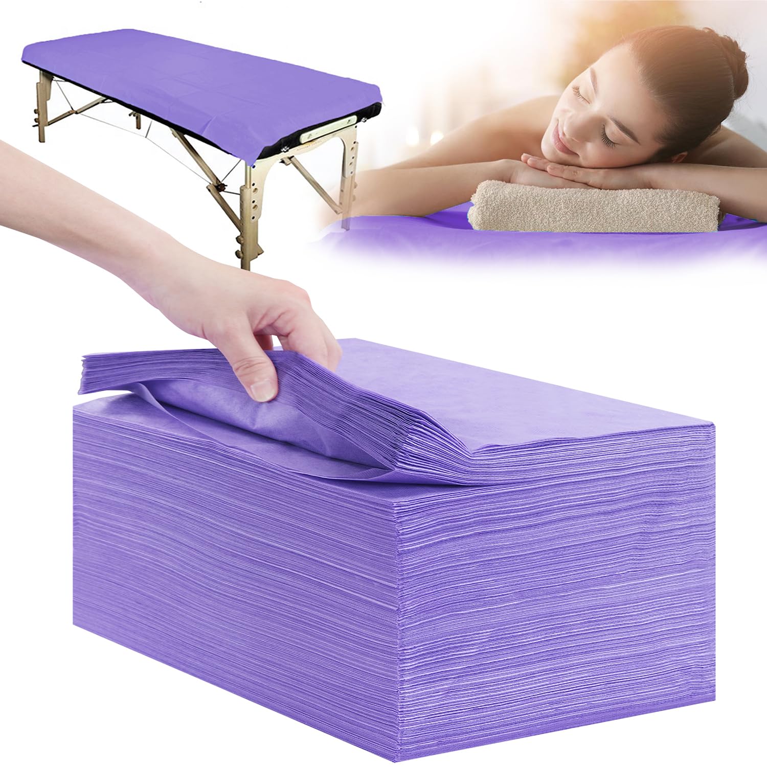 Disposable Bed Sheets 100 Pcs 31" x 71" Massage Table Sheets Non Woven Fabric SPA Bed Cover Breathable for Massage Beauty Tattoos(White)