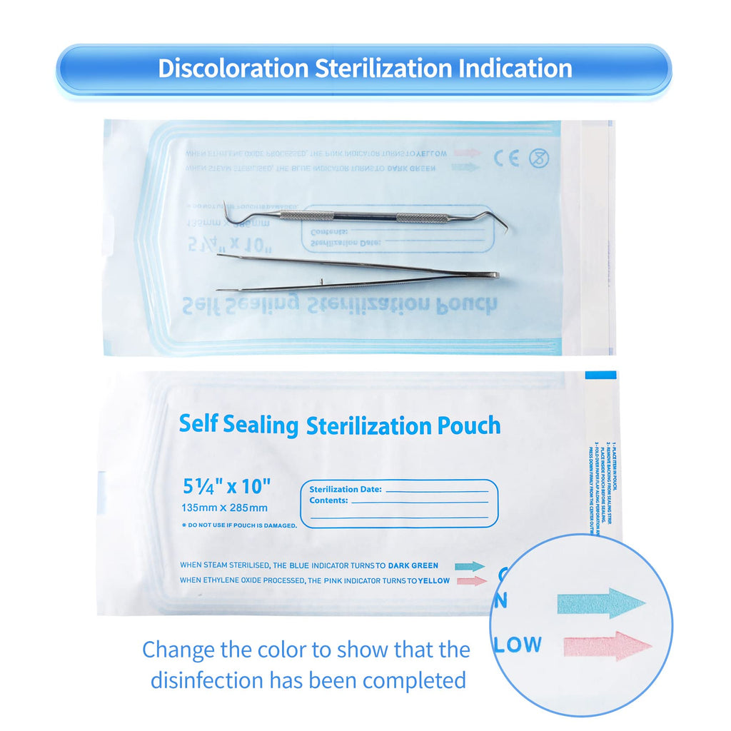 100 Pcs Self Sealing Sterilization Pouches, 7.6 x 2.8 Inches