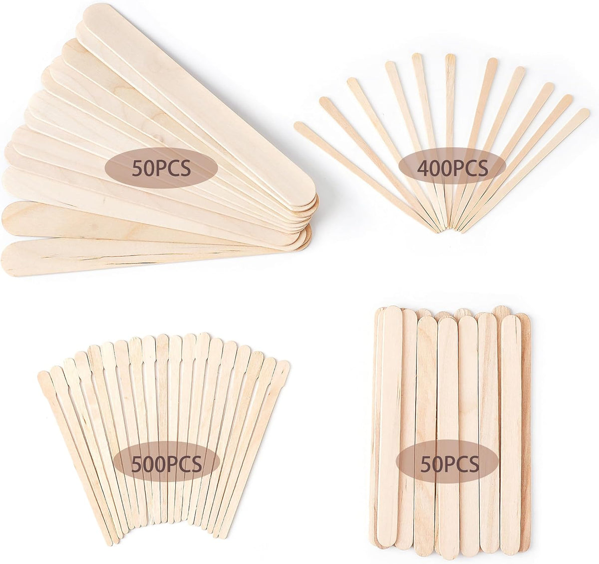 Assorted Waxing Sticks — 1000 Pieces (4 Sizes)