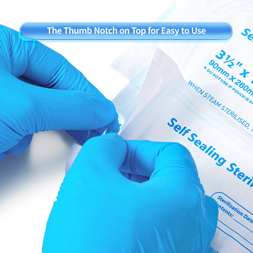 100 Pcs Self Sealing Sterilization Pouches, 7.6 x 2.8 Inches