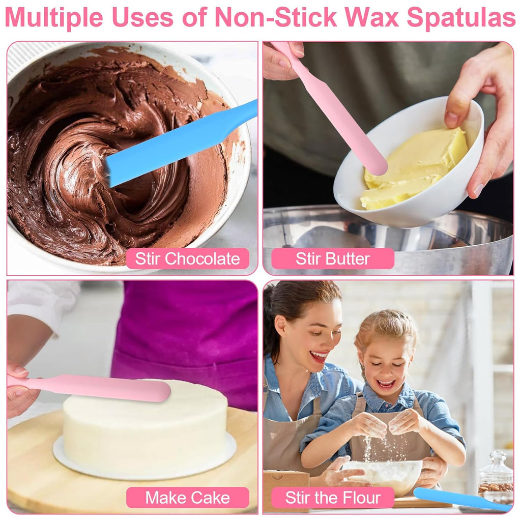 24 Pieces Non-stick Wax Spatulas Silicone Spatula Applicator Reusable Hair Removal Sticks Different Sizes Wax Scrapers Hard Sticks for Home Salon Body Use