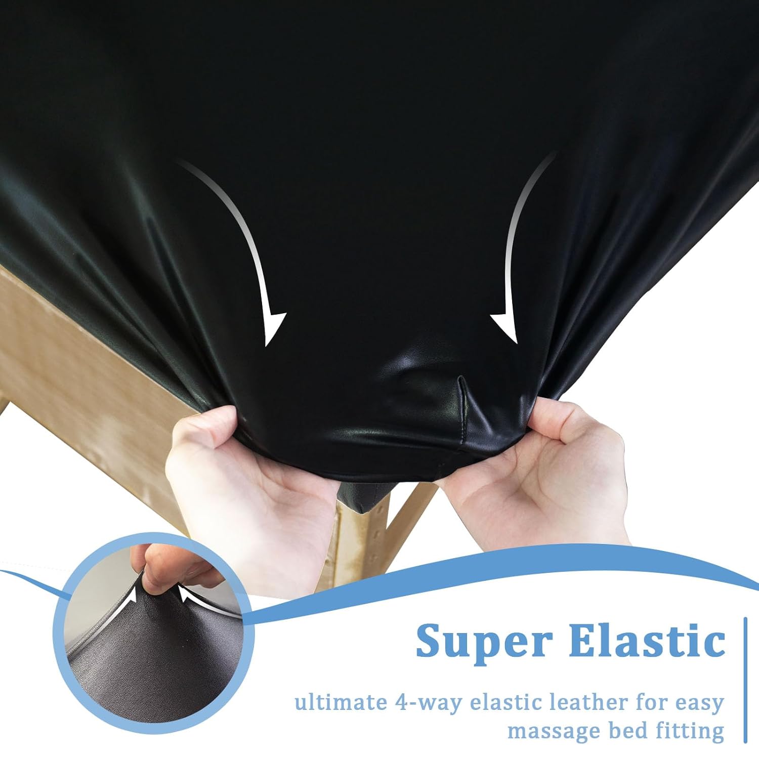 Leather Massage Table Cover Protector Wipeable Massage Table Cover Fitted Replacement Sheet Covers for Massage Bed/Spa Bed/Lash Beds, Fits 28-32" Wide (Black, 1Pcs)