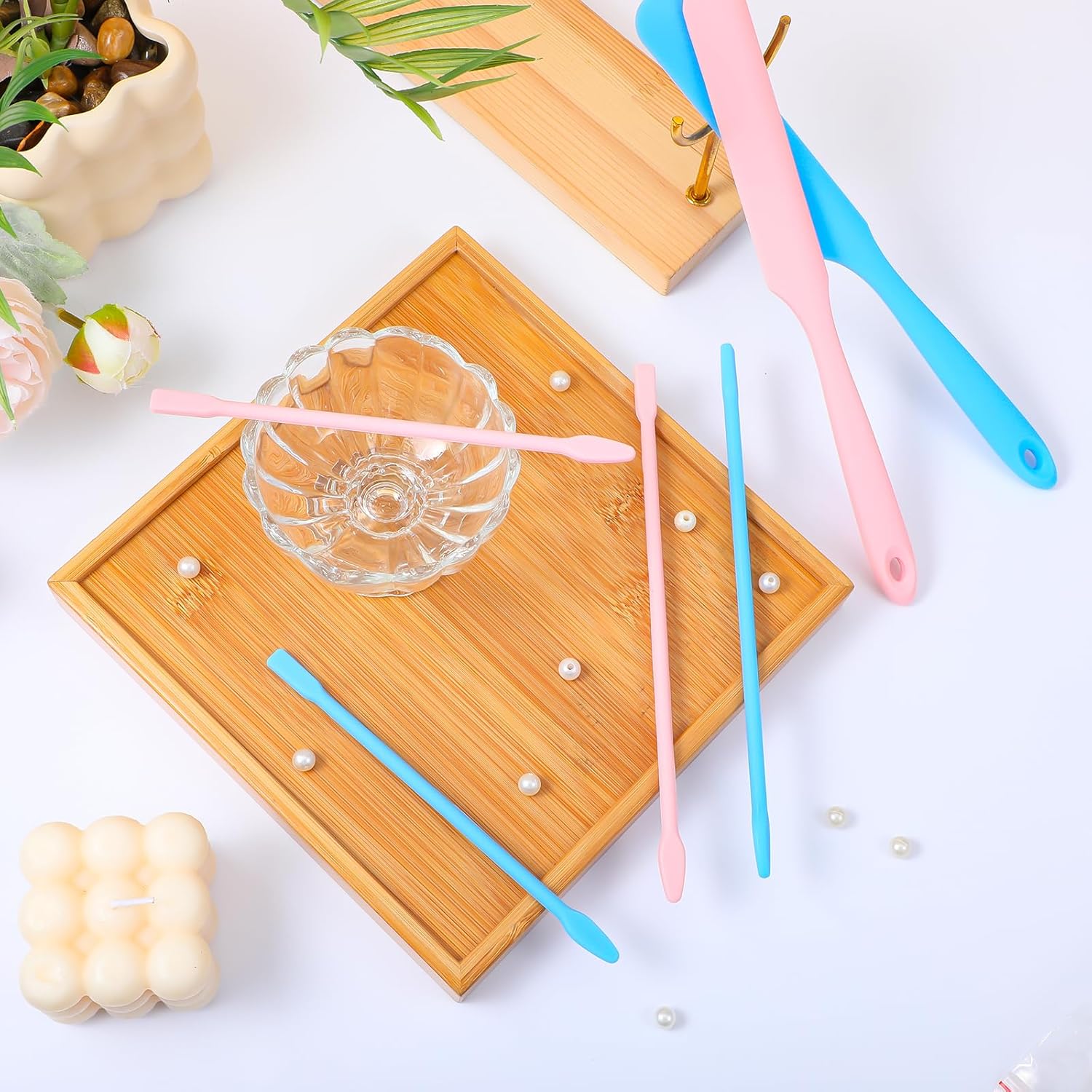 24 Pieces Non-stick Wax Spatulas Silicone Spatula Applicator Reusable Hair Removal Sticks Different Sizes Wax Scrapers Hard Sticks for Home Salon Body Use