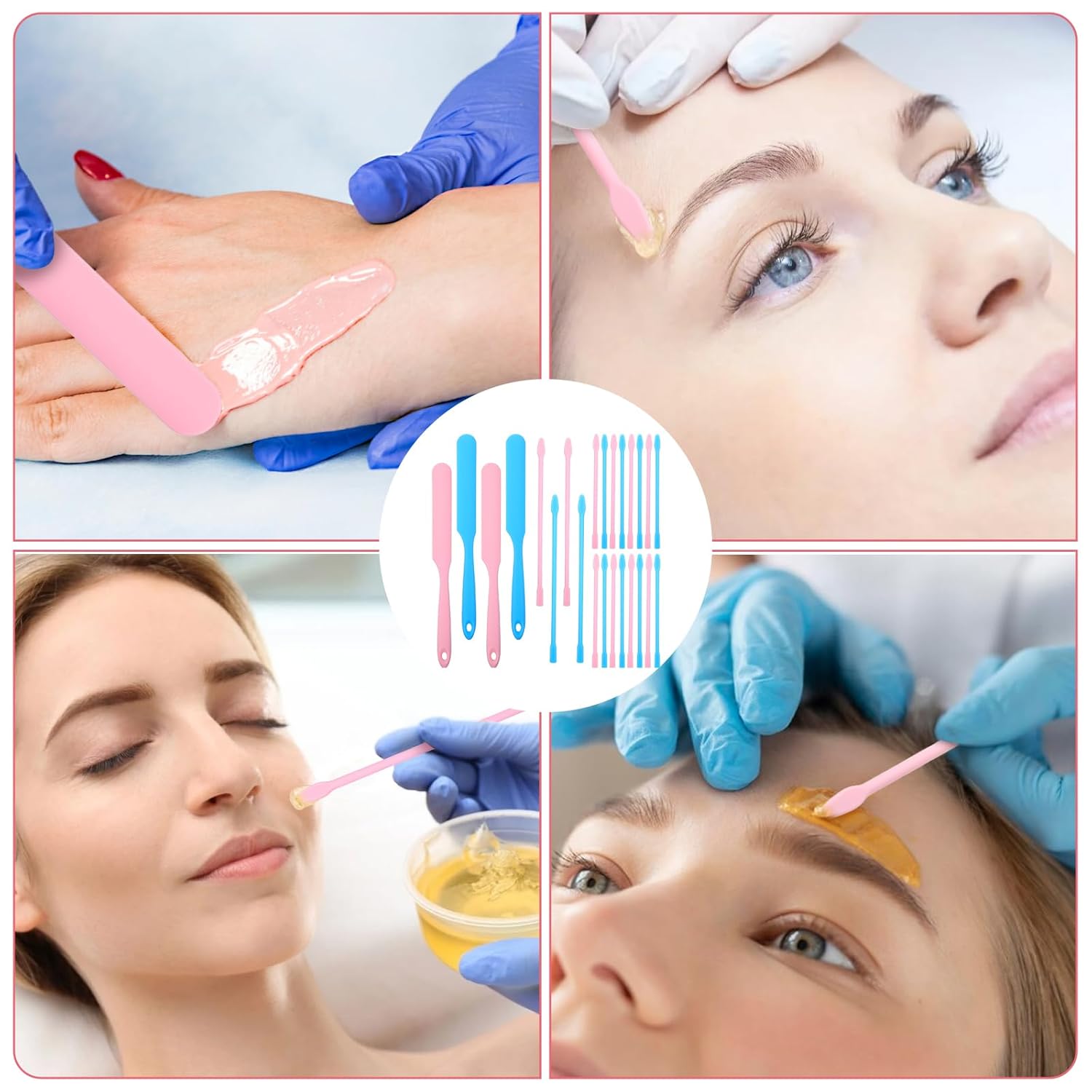 24 Pieces Non-stick Wax Spatulas Silicone Spatula Applicator Reusable Hair Removal Sticks Different Sizes Wax Scrapers Hard Sticks for Home Salon Body Use