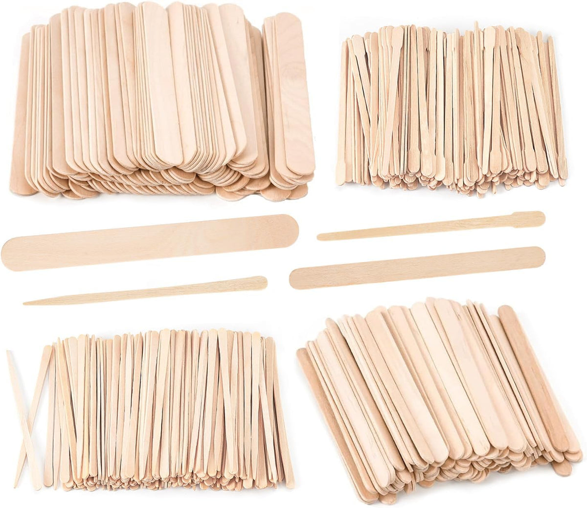 Assorted Waxing Sticks — 1000 Pieces (4 Sizes)