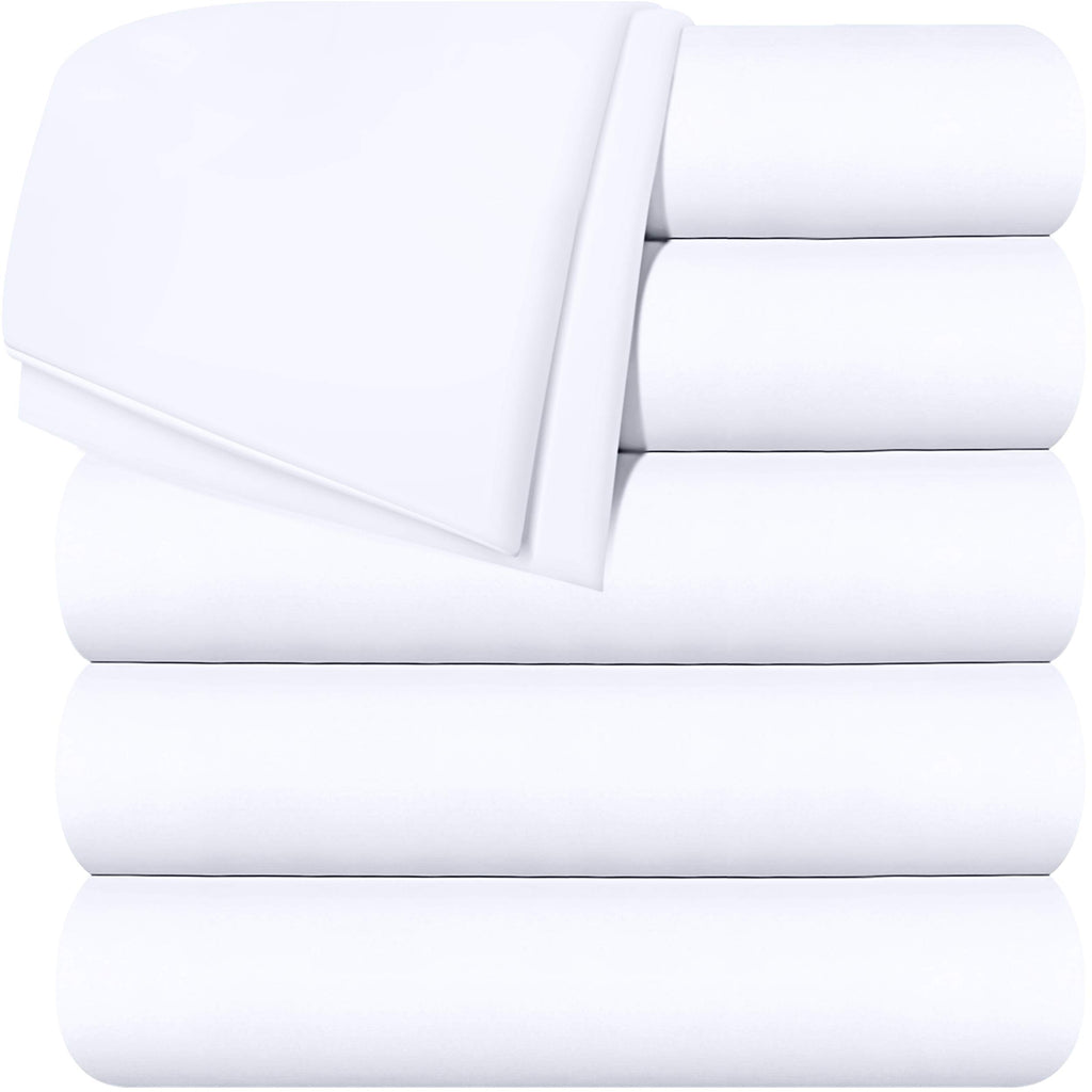 Utopia Bedding Flat Sheets - Pack of 6 - Soft Brushed Microfiber Fabric - Shrinkage & Fade Resistant Top Sheets - Easy Care (Twin, White)