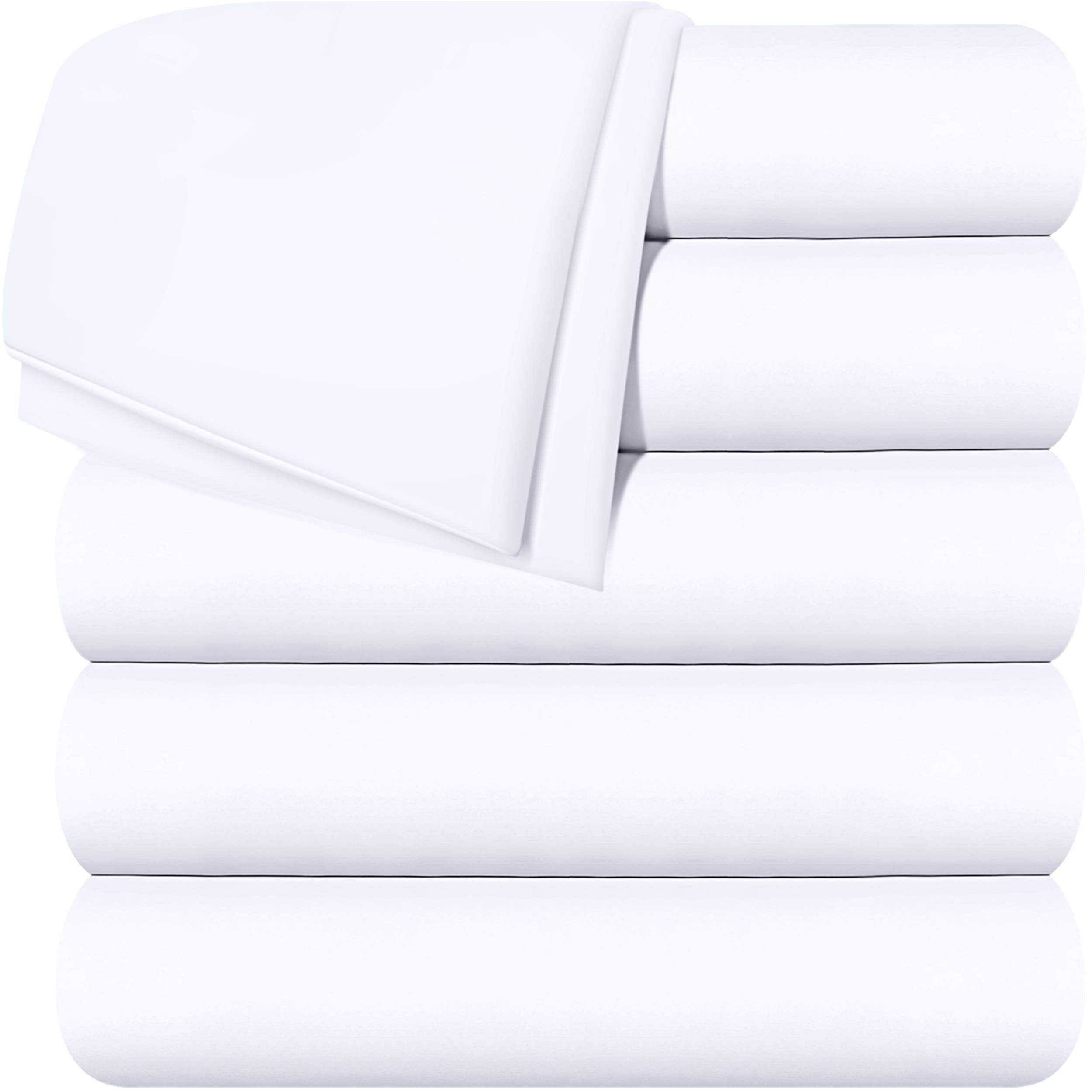 Utopia Bedding Flat Sheets - Pack of 6 - Soft Brushed Microfiber Fabric - Shrinkage & Fade Resistant Top Sheets - Easy Care (Twin, White)