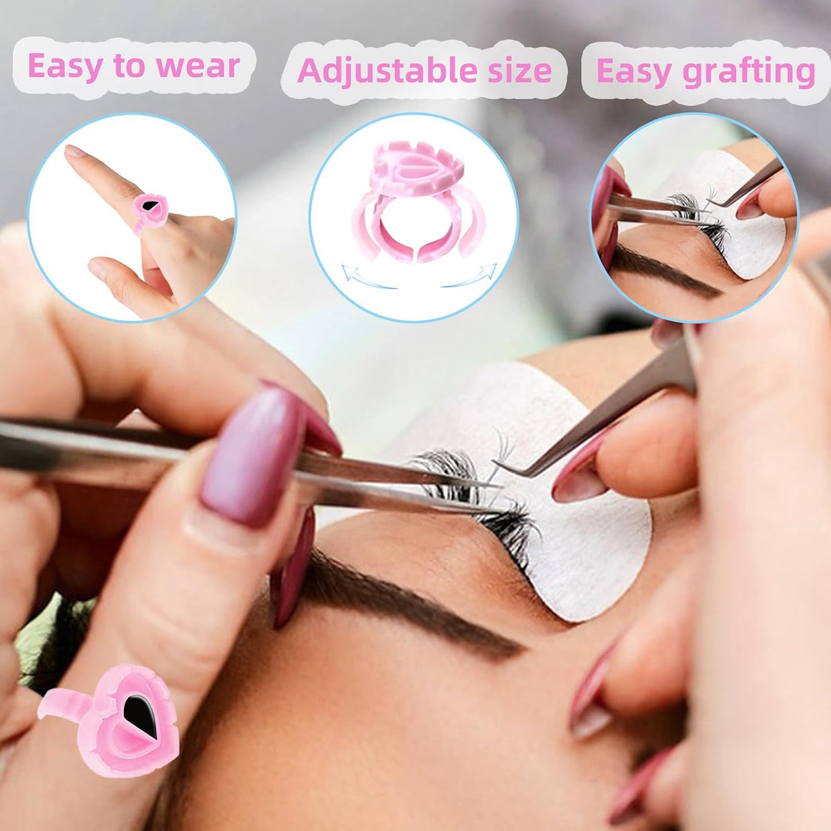 Disposable Glue Rings for Eyelash Extensions, 300 Pack