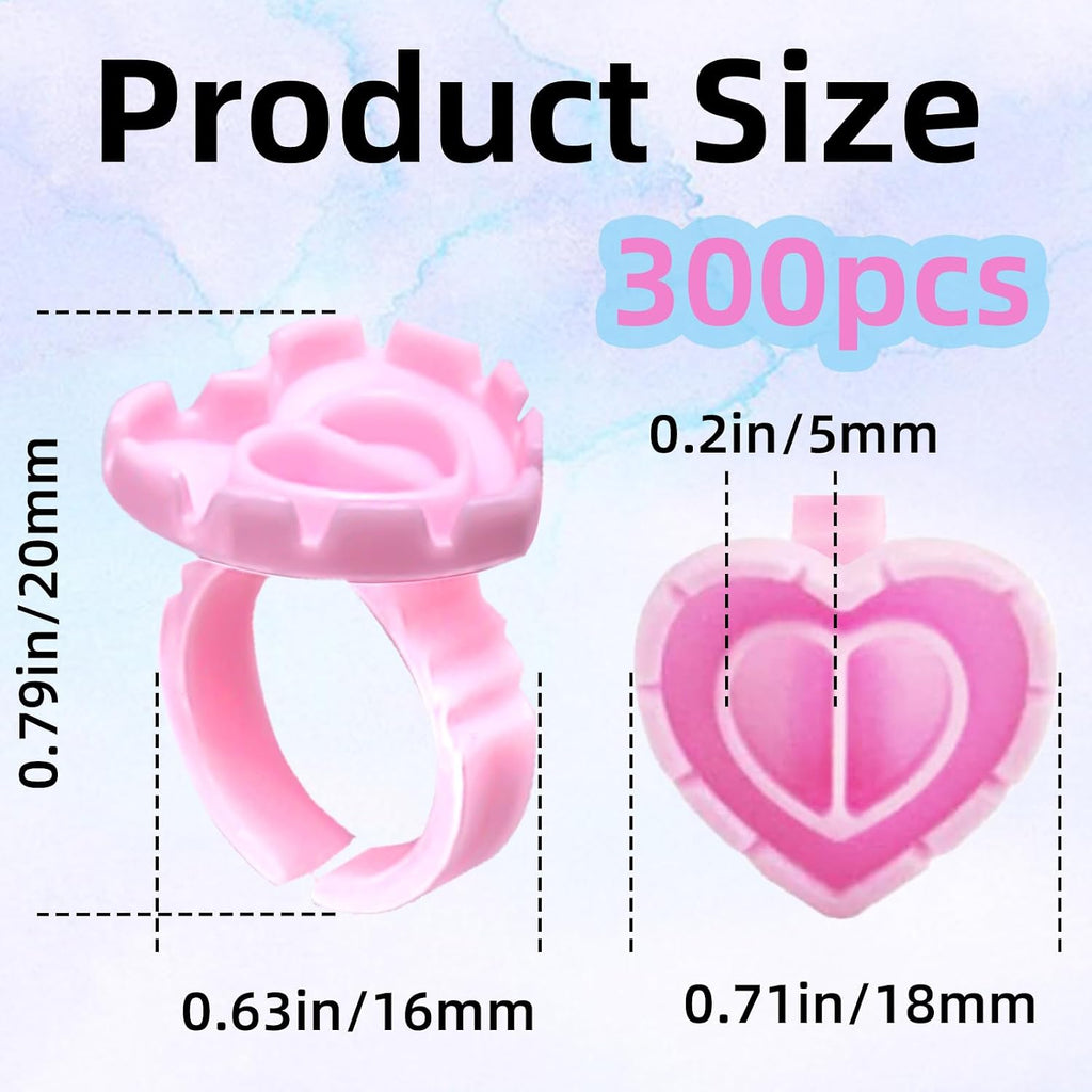 Disposable Glue Rings for Eyelash Extensions, 300 Pack