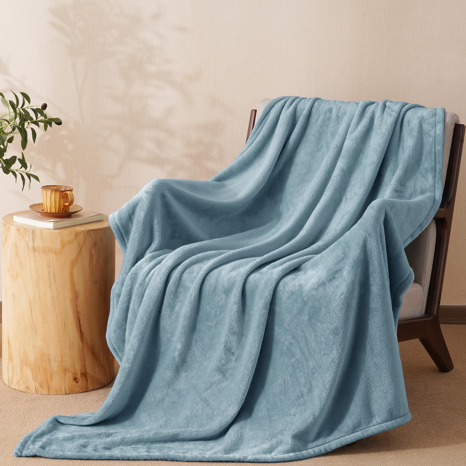 PHF Ultra Soft Fleece Blanket Twin Size, No Shed No Pilling Luxury Plush Cozy 300GSM Lightweight Blanket for Bed, Couch, Chair, Sofa Suitable for All Season, 66" x 90", Olive Green