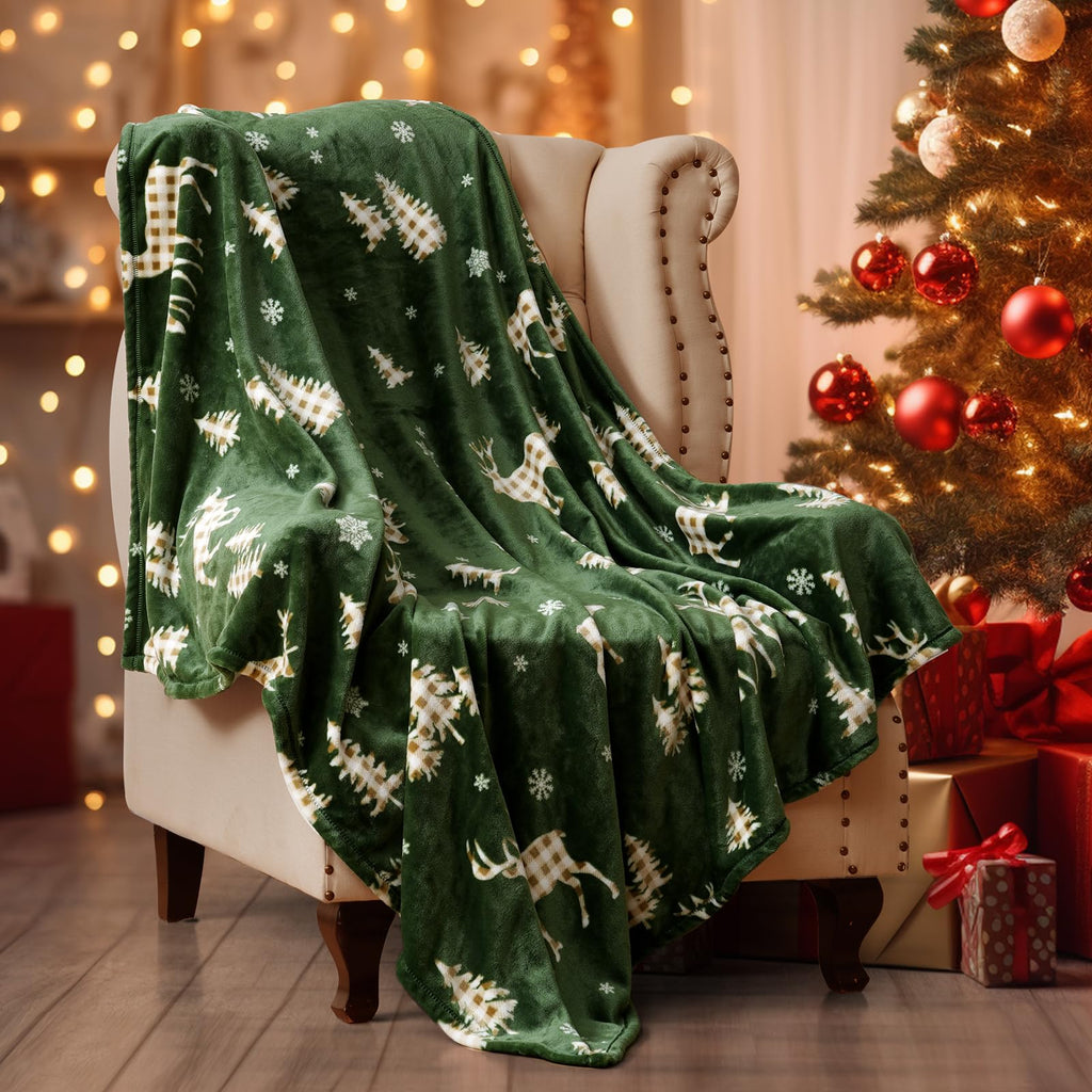 PHF Ultra Soft Fleece Blanket Twin Size, No Shed No Pilling Luxury Plush Cozy 300GSM Lightweight Blanket for Bed, Couch, Chair, Sofa Suitable for All Season, 66" x 90", Olive Green