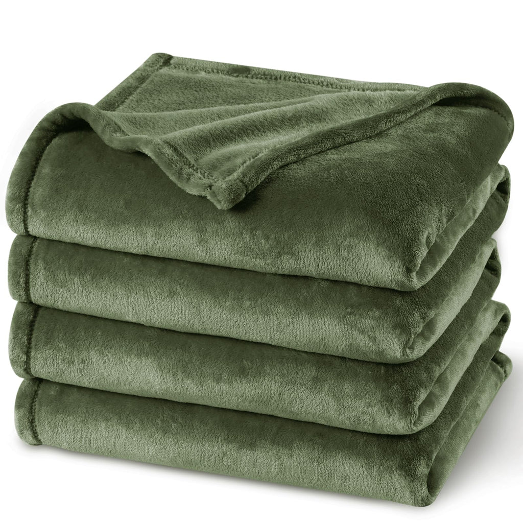 PHF Ultra Soft Fleece Blanket Twin Size, No Shed No Pilling Luxury Plush Cozy 300GSM Lightweight Blanket for Bed, Couch, Chair, Sofa Suitable for All Season, 66" x 90", Olive Green