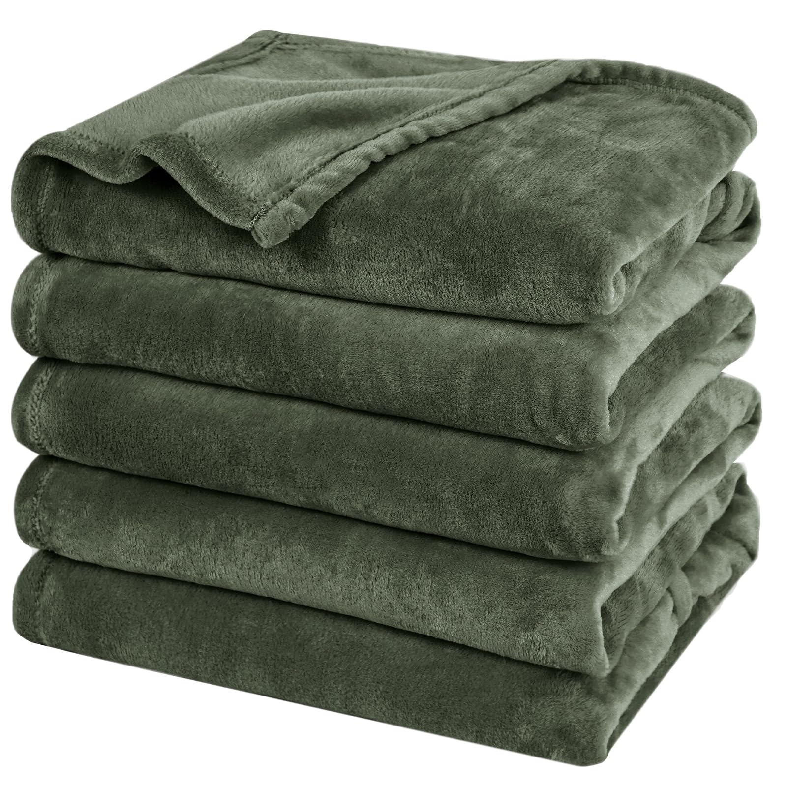 PHF Ultra Soft Fleece Blanket Twin Size, No Shed No Pilling Luxury Plush Cozy 300GSM Lightweight Blanket for Bed, Couch, Chair, Sofa Suitable for All Season, 66" x 90", Olive Green
