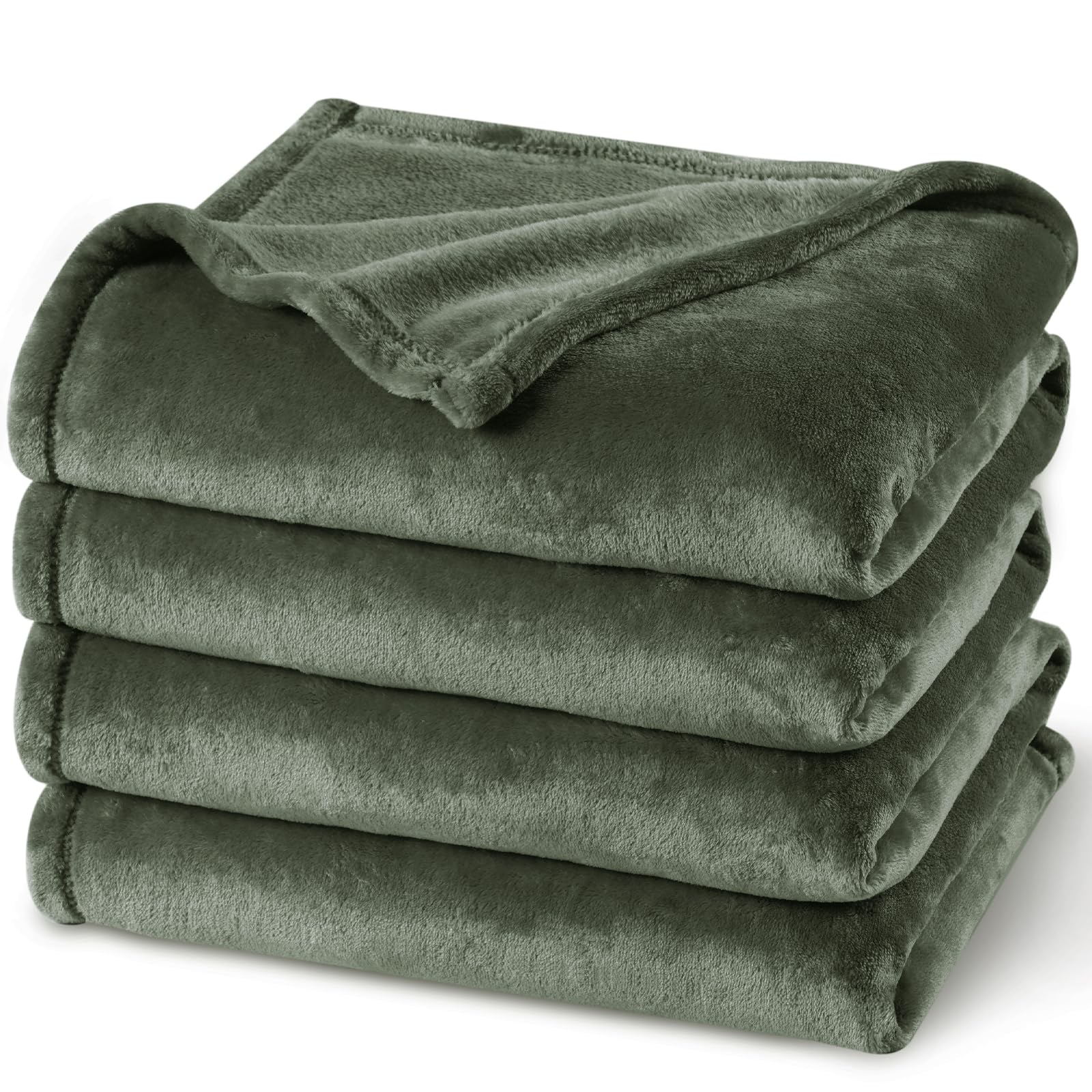PHF Ultra Soft Fleece Blanket Twin Size, No Shed No Pilling Luxury Plush Cozy 300GSM Lightweight Blanket for Bed, Couch, Chair, Sofa Suitable for All Season, 66" x 90", Olive Green