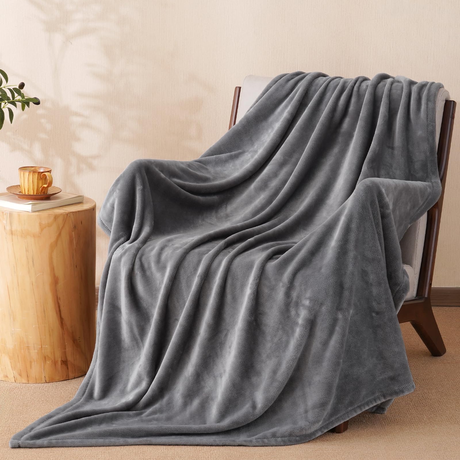 PHF Ultra Soft Fleece Blanket Twin Size, No Shed No Pilling Luxury Plush Cozy 300GSM Lightweight Blanket for Bed, Couch, Chair, Sofa Suitable for All Season, 66" x 90", Olive Green