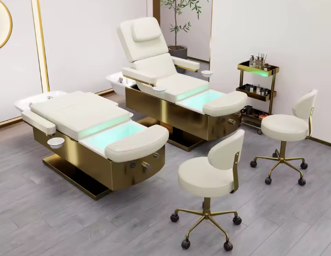 3-in-1 Luxury Electric Facial Pedicure & Shampoo Bed | Multi-Function Salon Bed