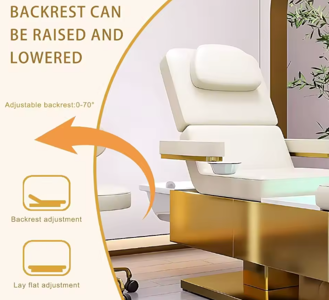 3-in-1 Luxury Electric Facial Pedicure & Shampoo Bed | Multi-Function Salon Bed